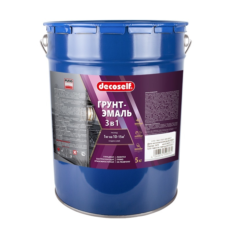Рекомендуем купить Грунт-эмаль Pufas Decoself 3 в 1 глянцевая красная (5кг)