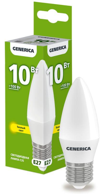 Рекомендуем купить Лампа светодиодная C35 10Вт свеча 3000К E27 230В GENERICA LL-C35-10-230-30-E27-G