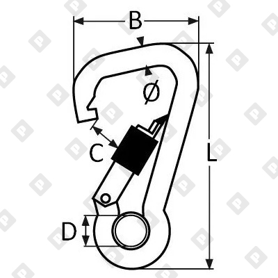 Карабин пружинный ассиметричный с кольцом и резьбовой втулкой ART 8951 11x120, нерж. сталь A4 - №2