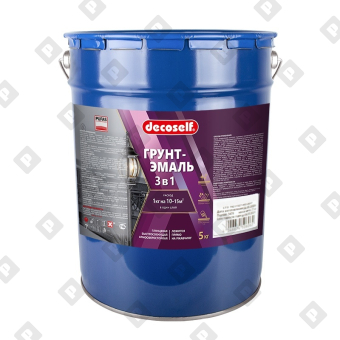 Грунт-эмаль Pufas Decoself 3 в 1 глянцевая черная (5кг) - №1