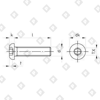 Винт ISO 7380-1 М10x25/25 с полукруглой головкой, шлиц TX50, нерж. сталь A2 - №4