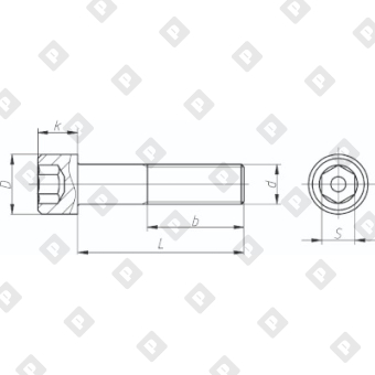 Винт DIN 912 М20x70 с полной резьбой и цилиндрической головкой с внутренним шестигранником, кл. пр. 12.9, оц. сталь - №2