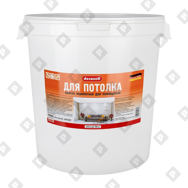 Краска для потолка Pufas Decoself белая, мороз. (40 кг) - №1
