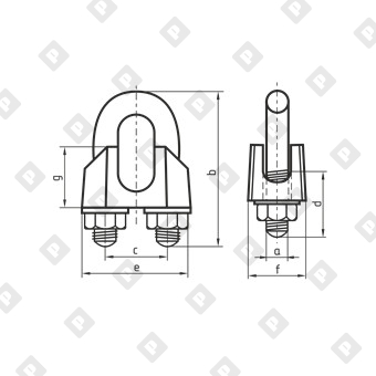 Зажим DIN 741 для троса Ø30мм, оц. сталь - №2