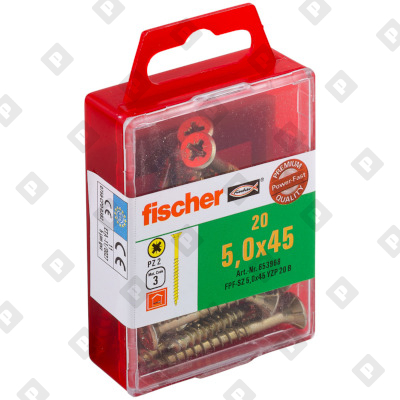 Набор из 20 саморезов fischer FPF-SZ 5,0X45 YZP 20 B с потайной головой и неполной резьбой, оц. сталь - №1