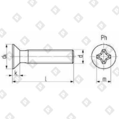 Винт DIN 965 М4x8 с потайной головкой и крестообразным шлицем PH, кл. пр. 4.8, оц. сталь - №2
