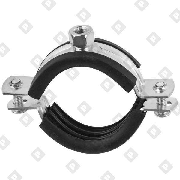 Хомут сантехнический 14" (340-356 мм) с резиновым профилем и гайкой М16 - №1