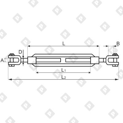 Талреп грузовой открытый 7/8" x 18" вилка-вилка 3,27 т, оц. сталь - №2