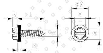 DIN 7976 A2 C 4,8X19 SZ, EPDM-washer 12 мм - №4