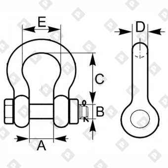 Скоба такелажная омегообразная G-2130 35 т с гайкой и шплинтом, кл. пр. 8 - №2