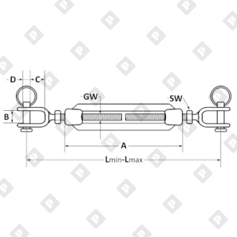 Талреп DIN 1480 М24 вилка-вилка, оц. сталь - №2
