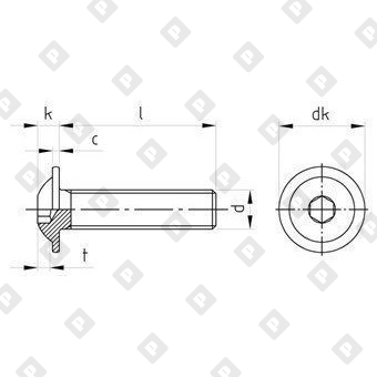 Винт ISO 7380-2 М10x14/14 с полукруглой головкой и прессшайбой, шлиц шестигранник HEX6, нерж. сталь A2 - №4